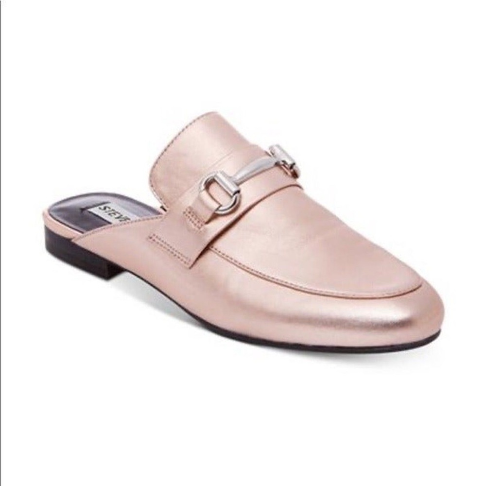 Steve Madden Kandi Rose Gold Metallic Leather Mules Size 7